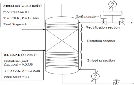 Figure 1: MTBE reactive distillation column. 