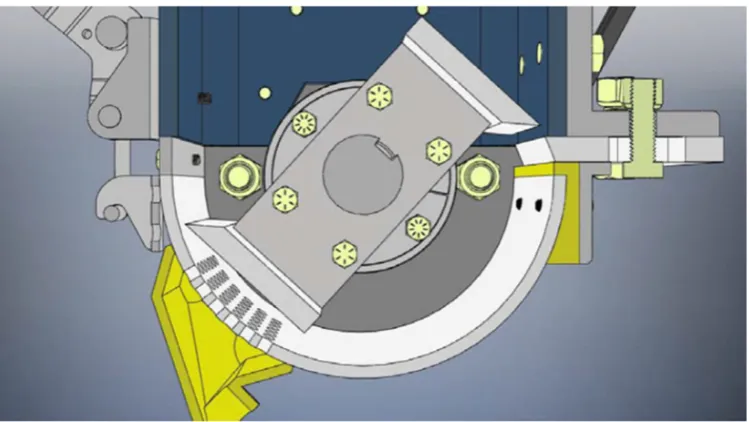 Figure 6.Figure 6.  Cutaway of mechanical systems in the open source waste plastic granulator.Cutaway of mechanical systems in the open source waste plastic granulator