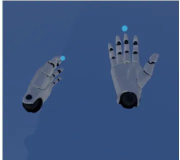Figure 9: The users hands as theyappear in the touch interaction.The blue orbs are the actual inter-action mediums