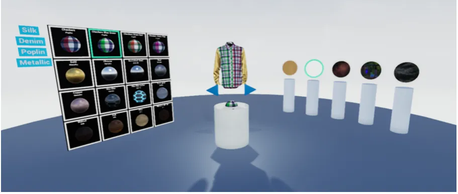 Figure 1: An overview of the ﬁnal application. In the middle is the shirt the user willbe editing