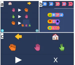 Figure 2: Screenshot of the Rock-Paper-Scissors activity. (a)Interface for teaching the rules (e.g