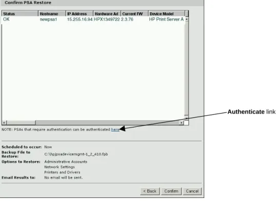 Figure 12 – PSA Restore Confirmation Page 