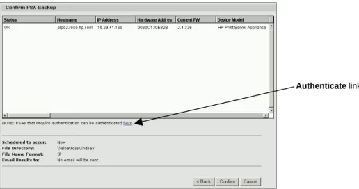 Figure 6 – PSA Backup Confirmation Page 