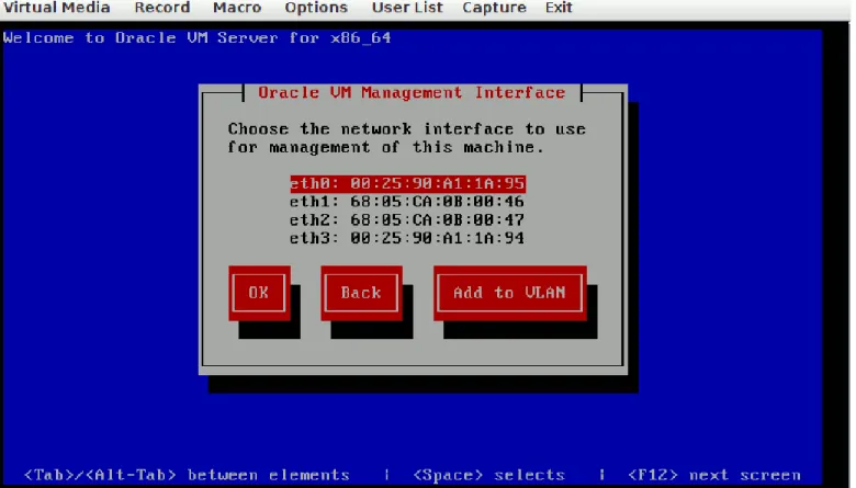Figure 18 shows the Oracle VM Server Management VLAN screen.