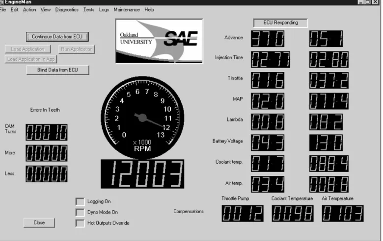 Figure 1: Main Dialog Screen: Engine Manager GUI (Shown here in grayscale for  publication)  