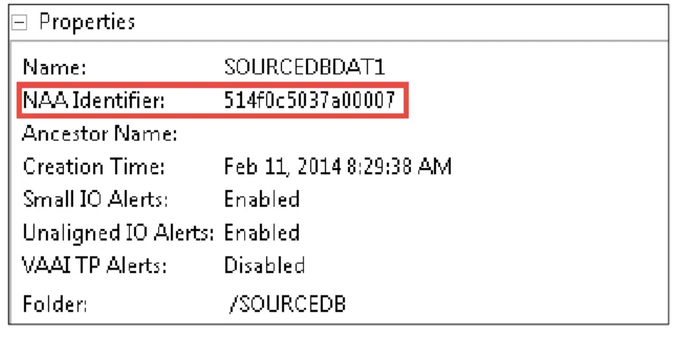 Figure 1. Volume Properties NAA Identifier Field 