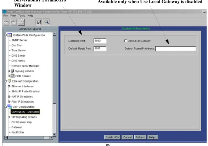 Figure 1-7 Survivability Parameters window