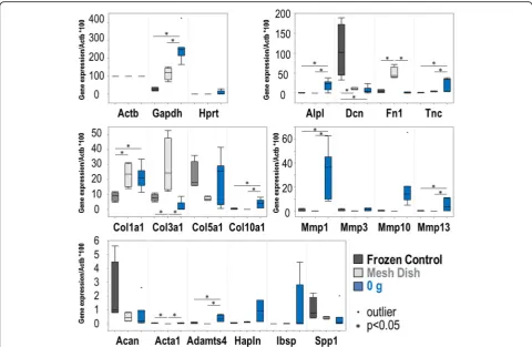 Fig. 4 Box and whisker plots of gene expression levels (obtained by RT-qPCR) that allow comparison of samples collected from differentculture conditions