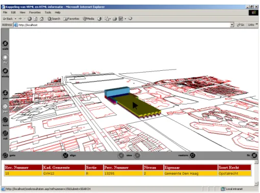 Figure 2: Screen dump of first prototype (ASP and VRML) 