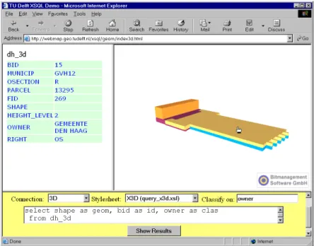 Figure 3: Screen dump of second prototype (XSQL and X3D) 