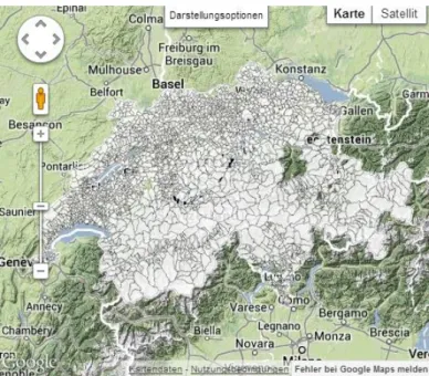 Figure 4: Screenshot of the polygons representing the communities of Switzerland 