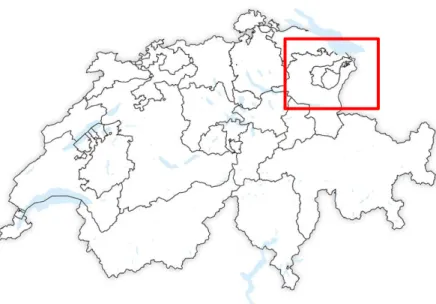 Figure 5: the canton St. Gallen and Appenzell as an example of polygon inclosing another polygon 