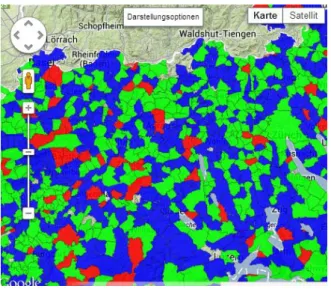 Figure 12: Visualization of the cow density 2010 in tree classes 