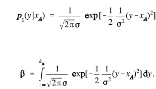 Figure 1.7 gives the probability 1− β of rejecting H 0 , when indeed H A is true, as function of the unknown mean x A under H A 