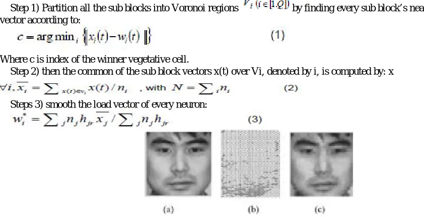 Figure 2:  Example of an (a) original image, (b) its projection, and (c) the reconstructed image