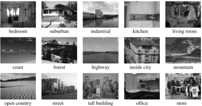 Figure 2.4: Sample images of the Scene 15 classification task.