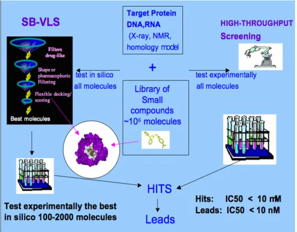 Fig. 1 Flowchart of Structure-based Virtual Ligand Screening (SB-VLS)  versus High-Throughput Screening (HTS) for hit identification
