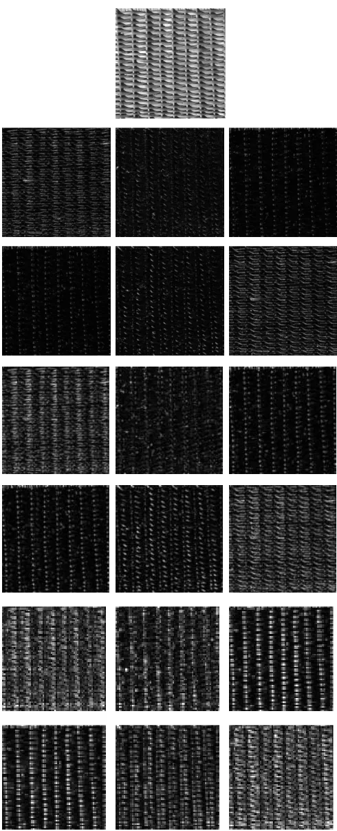 Fig. 2. Magnitude of DT-CWT coeﬃcients in 6 subbands for a texture sample (Fabric.0013) from the MIT VisTex database