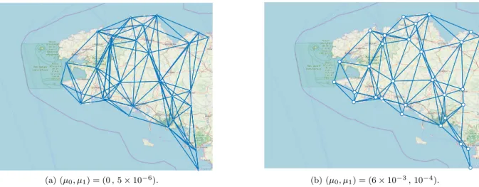Figure 6: DR algorithm for minimizing (1) with f = − log det and (∀C ∈ S n ++ ) g(C) = µ 0 R 1 C −1  + µ 1 kCk 1 , for two different settings of regularization parameters.