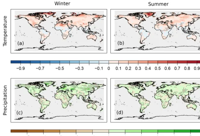 Figure 9. Difference of the RE skill between the temporally localized experiment and the original setup, when only instrumental data areassimilated