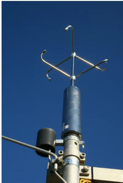 Figure 2. Low-cost eddy covariance instrumentation, featuring auSONIC-3 Omni sonic anemometer and a BME280 thermohygrom-eter
