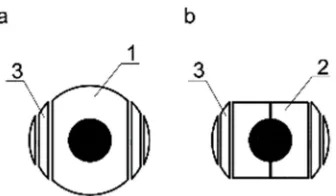 Figure 2. Milling and cutting of bars with core rot: a - bar with core rot; b - angle bars