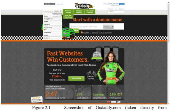 Figure 2.1  Screenshot  of  Godaddy.com  (taken  directly  from  www.godaddy.com in 2013) 