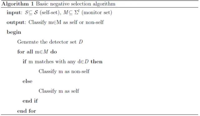 Figure 3.2.: Algorithm 1: Basic negative selection algorithm