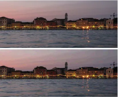 Figure 1.7: An example of quantisation errors during visualisation of LDR content on HDR monitors:On the top a LDR image of Venice bay