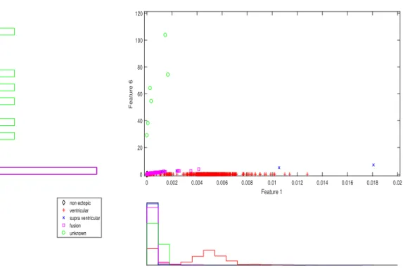 Figure 2. Scatter plot with marginal histogram for CUM2 (IMF1) vs. norm entropy (IMF1).