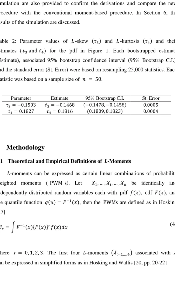 Table 2:  Parameter values of  