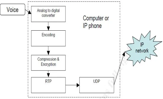 Figure 1 Voice data processing in VoIP network [2] 