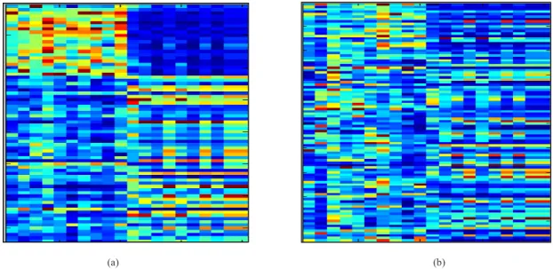 Fig. 4. Heat-maps of the 20 most frequent features selected from the Freije data set on