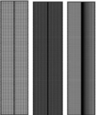Figure 3. Meshing representation of the geometry with type 1, 2 and 3 mesh elements. 