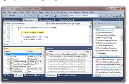 Fig. 3: Traditional programming environments (here: Visual Studio 2010) do not use an appropriate interface metaphor to display information