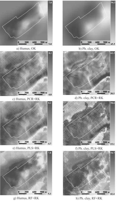 Fig. 4. Interpolated maps with different drift models