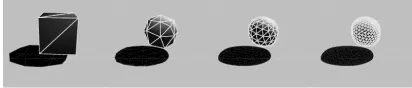 Figure 3: Loop approximating subdivision surface for 4 it-erations.