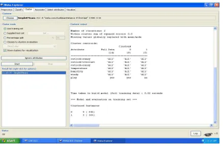 Figure 5.  Preprocessing of  weather dataset in WEKA 