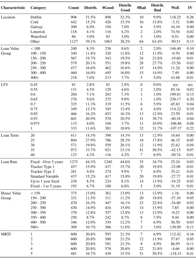 Table 20: Description of loan demographics from generated dataset