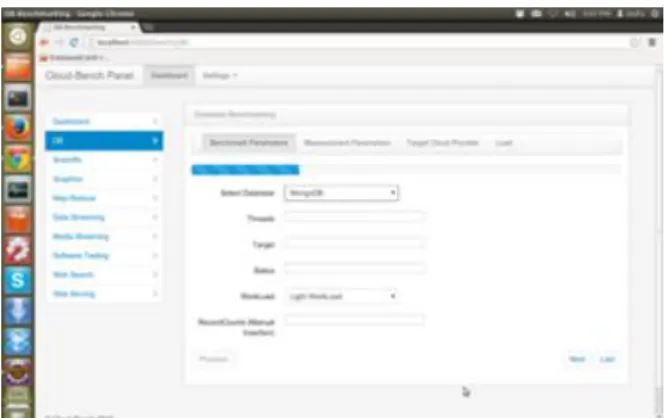 Figure 4. GUI for selecting and configuring tests on provider offerings 