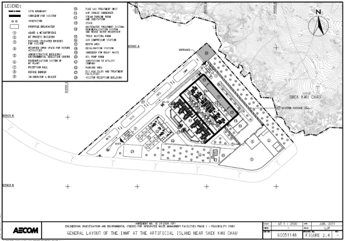 Figure 5 – Layout plan of the proposed IWMF Phase 1 (on the artificial island near SKC) 