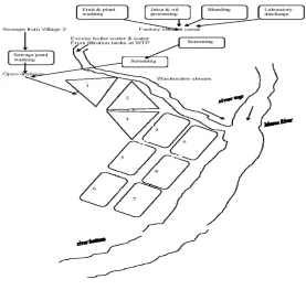 Figure 1: Effluent flow from plant to waste stabilization ponds 