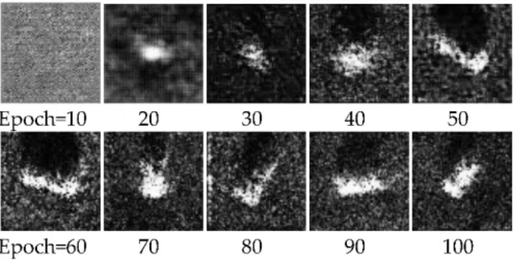 Figure 5. The fake images from one generator with the increase of training time.
