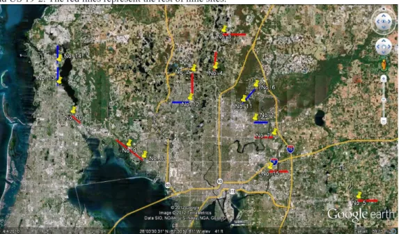 Figure 3 shows all 15 data collection sites, which are marked on the map of Google Earth