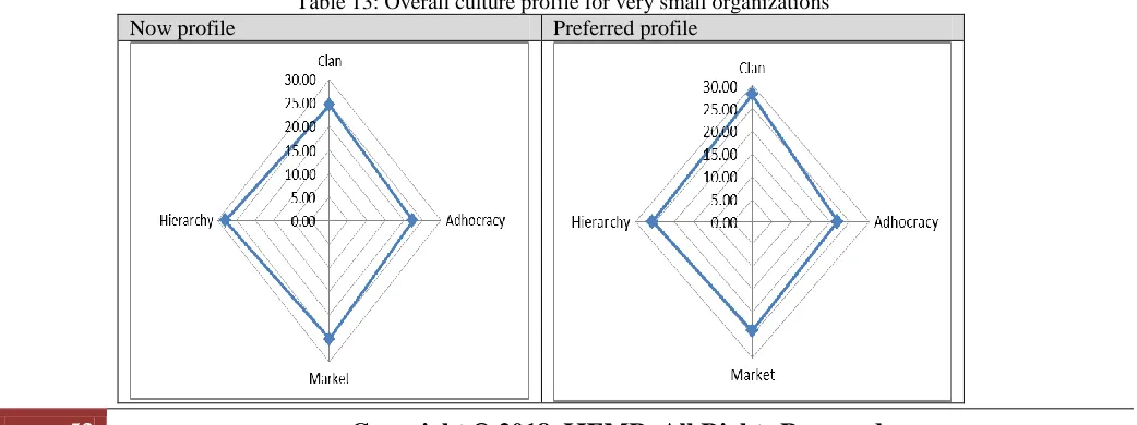 Table 13 illustrate for very small organizations the graphical representation of the current organizational 