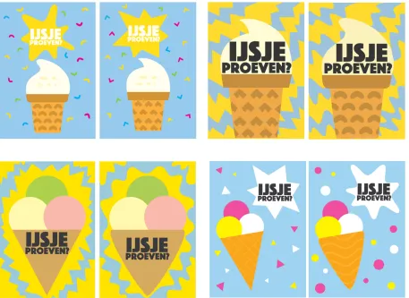 Fig. 1 Pre-tested Poster Designs: four posters which each a angular and rounded version 