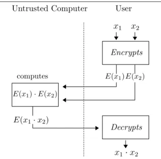 Figure 3.1: The user delegates, safely, mathematical computations to the untrusted computer.