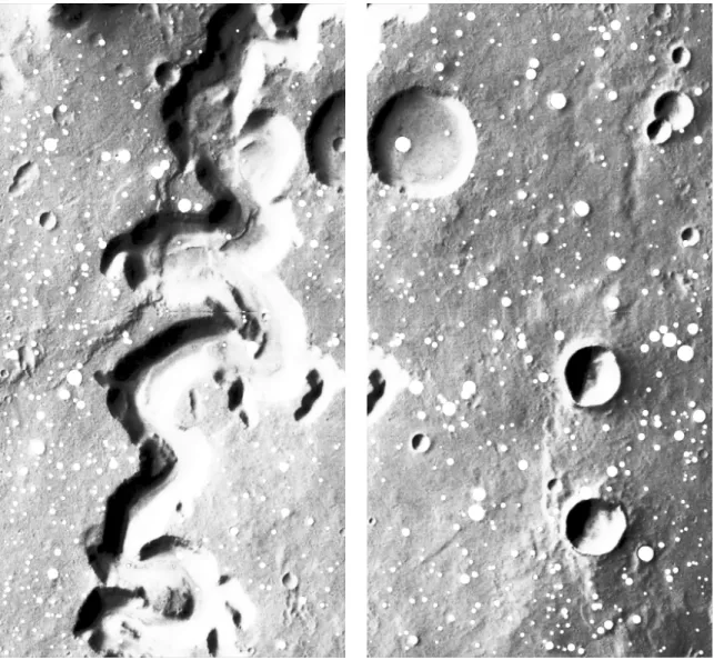 Figure 6: Datasets A (left) and B (right) are composed of 2 square sections of the HRSC nadir panchromatic image h0905 0000 from [HRS]