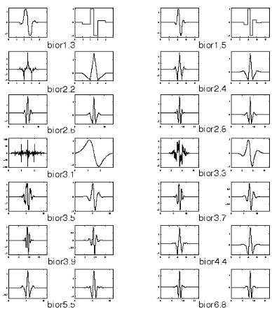 Figure 5.3 Biorthogonal wavelets family 