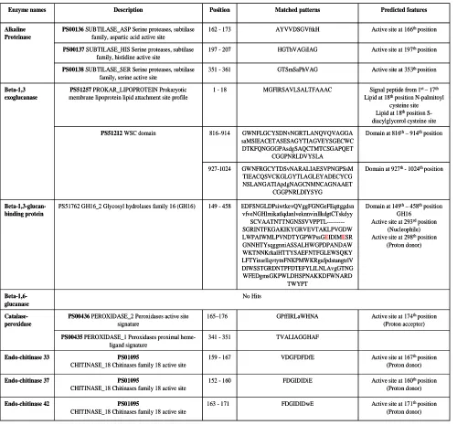 Table 5: Prediction of motifs through PROSITE database